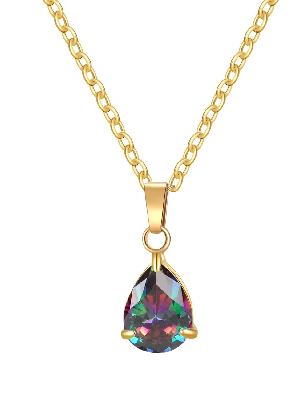 18kt Gold Plated Mystic Teardrop Pendant Necklace